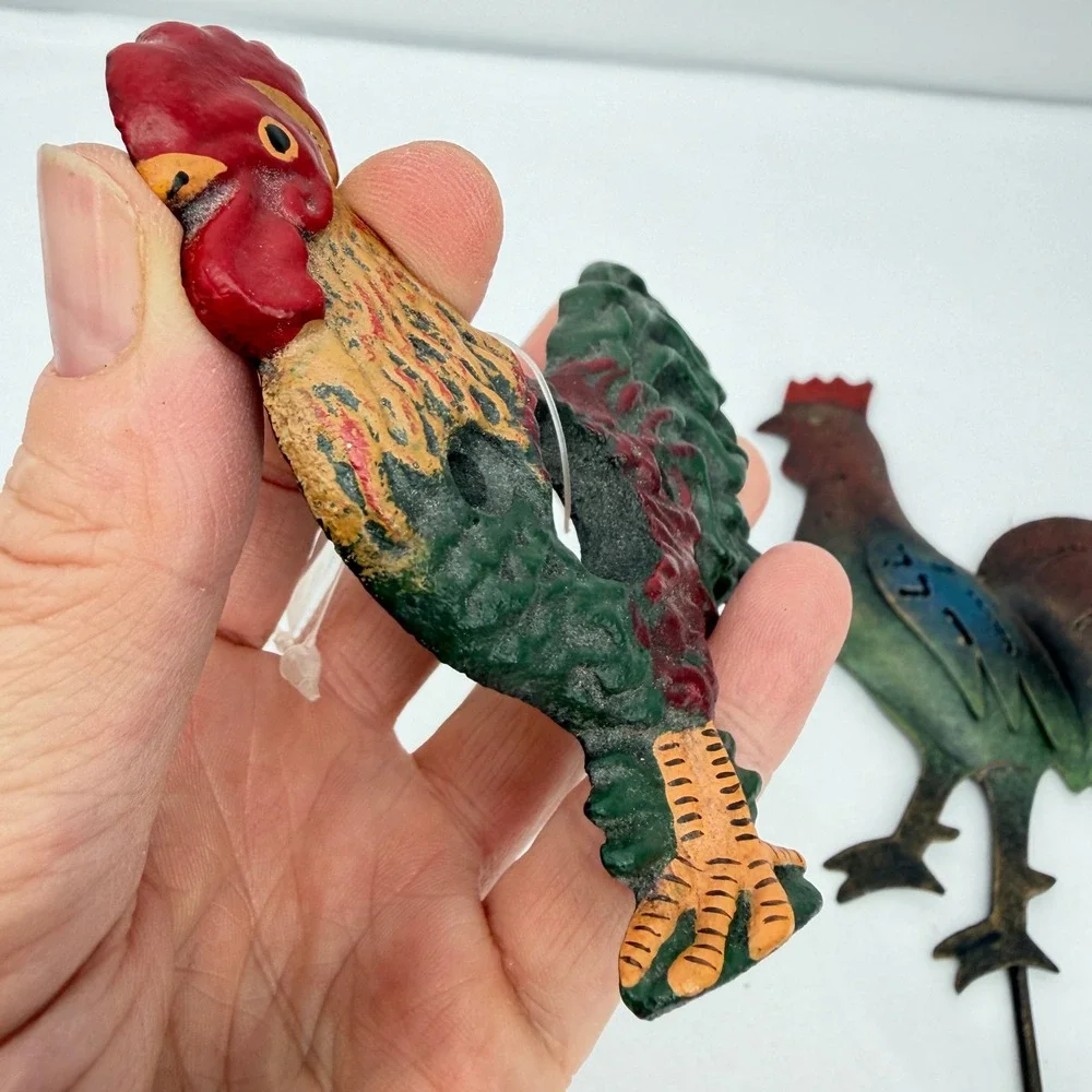 Cast Rooster Door Bell Plate & Hook SET Farmhouse Decor Kitchen Chicken Fowl